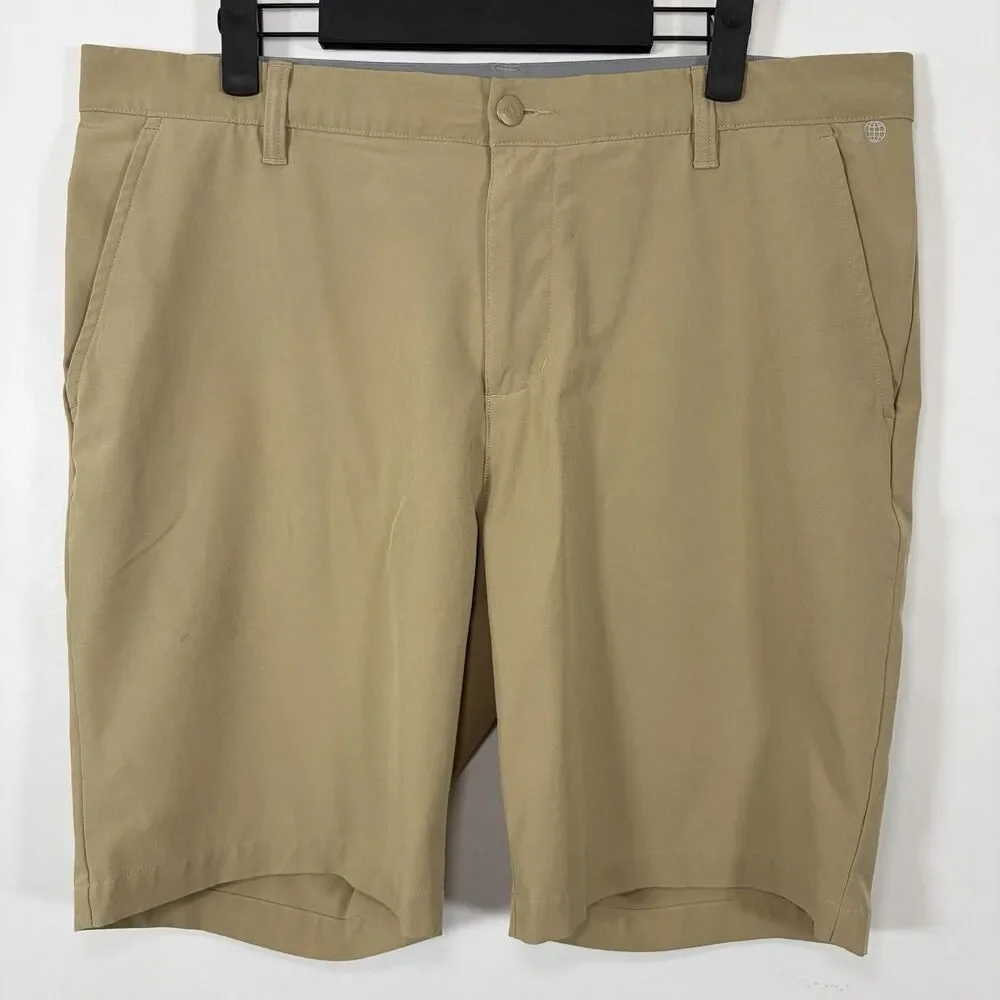 Adidas Golf Shorts Mens 34 (35 Actual) Beige 9” Inseam Performance Modern Logo